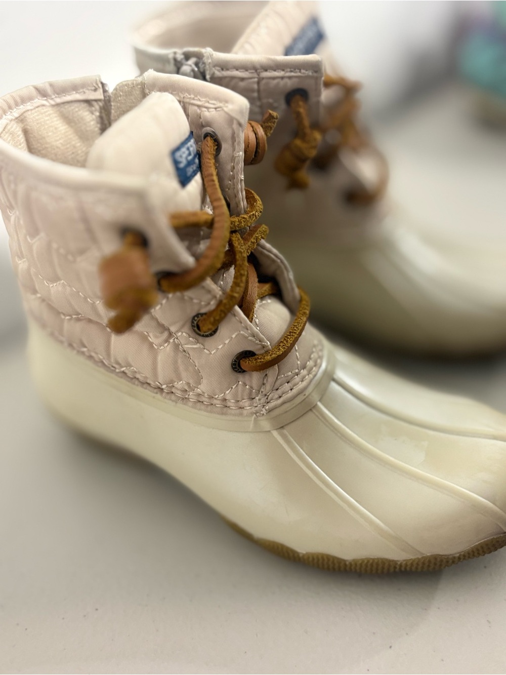Sperry Kids Cream and Tan Waterproof Duck Boots - Picture 3 of 5